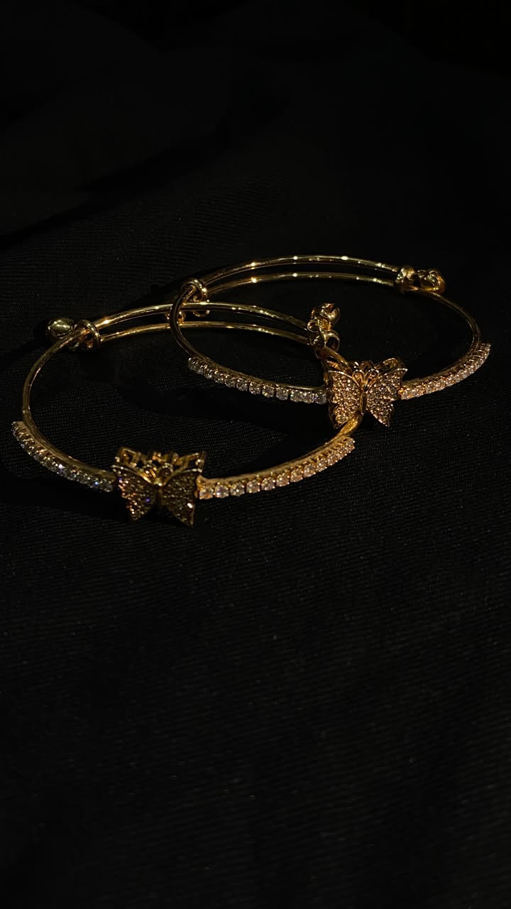 Sparkling Gold Butterfly Zircon Cuff Bracelet